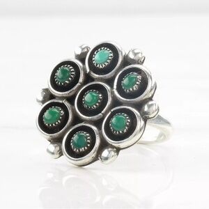 Zuni Old Pawn Sterling Silver Royston Turquoise Snake Eye Tribal Ring in Size 5